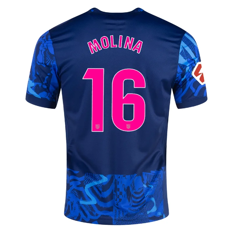 Nike Atletico Madrid Nahuel Molina Third Jersey w/ La Liga Patch 24/25 (Blue Void/Pink Glow)