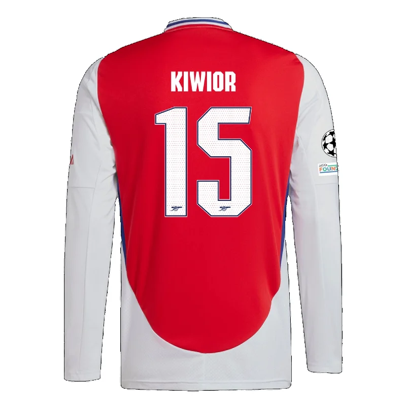 adidas Arsenal Jakub Kiwior Home Long Sleeve Jersey w/ Champions League Patches 24/25 (Better Scarlet/White)