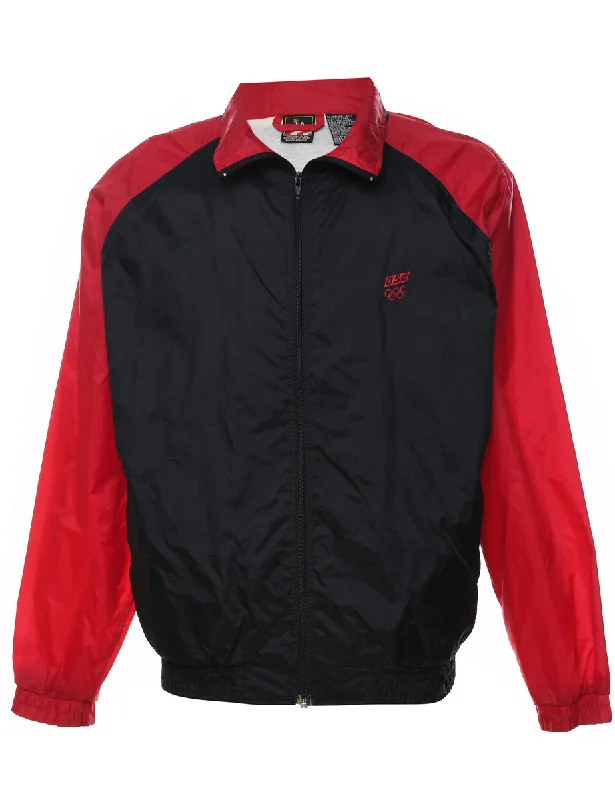 Red & Black Two-Tone U.S.A Nylon Jacket - M