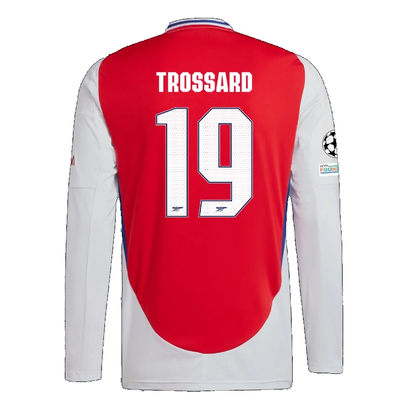 adidas Arsenal Leandro Trossard Home Long Sleeve Jersey w/ Champions League Patches 24/25 (Better Scarlet/White)