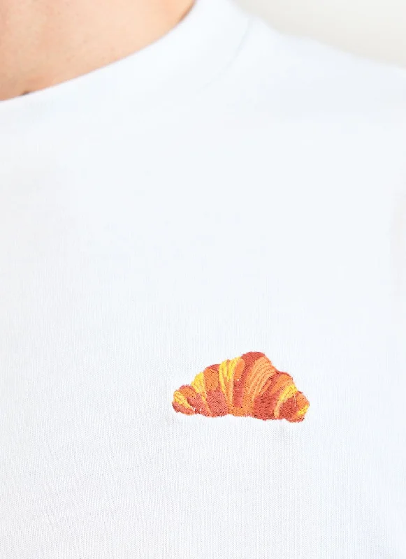 Croissant T Shirt | Embroidered Organic Cotton | White