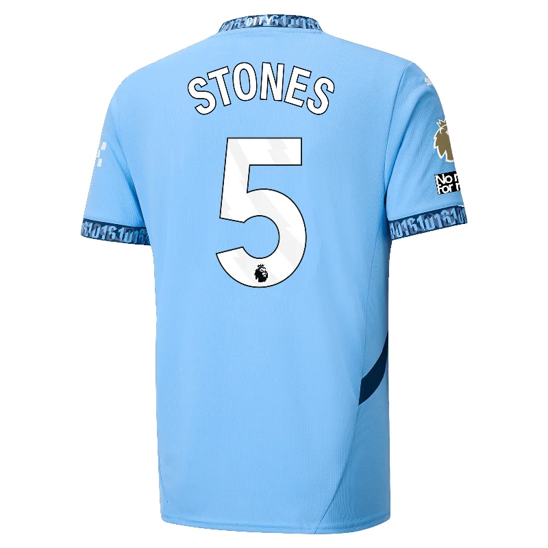 Puma Manchester City John Stones Authentic Home Jersey w/ EPL + No Room For Racism Patch 24/25 (Team Light Blue/Marine Blue)