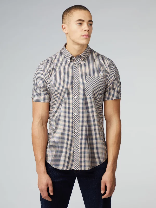 Signature Short Sleeve Gingham Shirt - Copper Orange