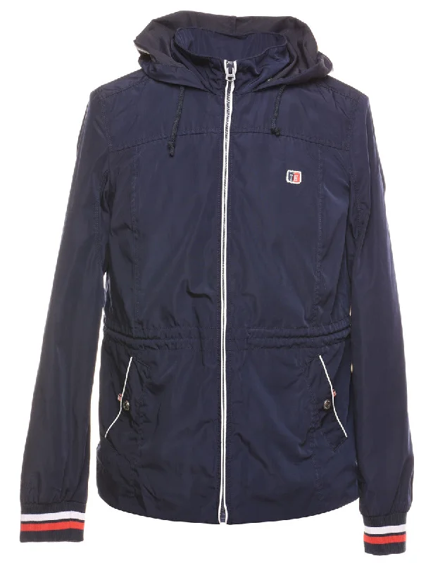 Tommy Hilfiger Navy & Red Zip-Front Hooded Jacket - S