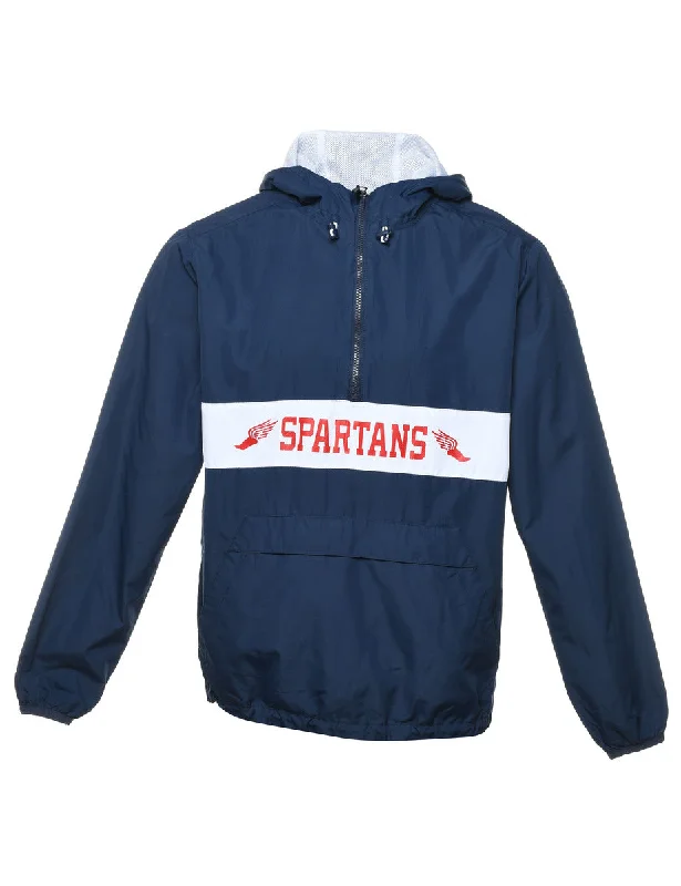 Spartans Quarter-Zip Navy & Red Nylon Jacket - XL