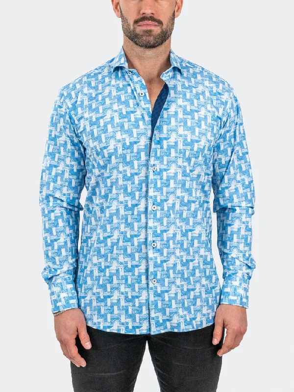 Maceoo Stretch Shirt | Einstein StretchWoodWaves Blue