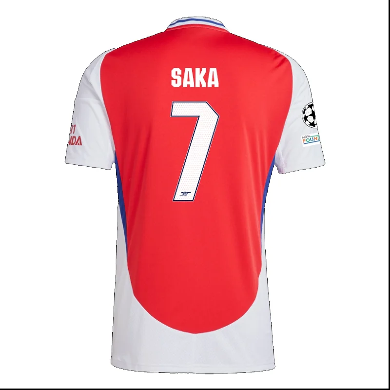 adidas Arsenal Bukayo Saka Home Jersey w/ Champions League Patches 24/25 (Better Scarlet/White)