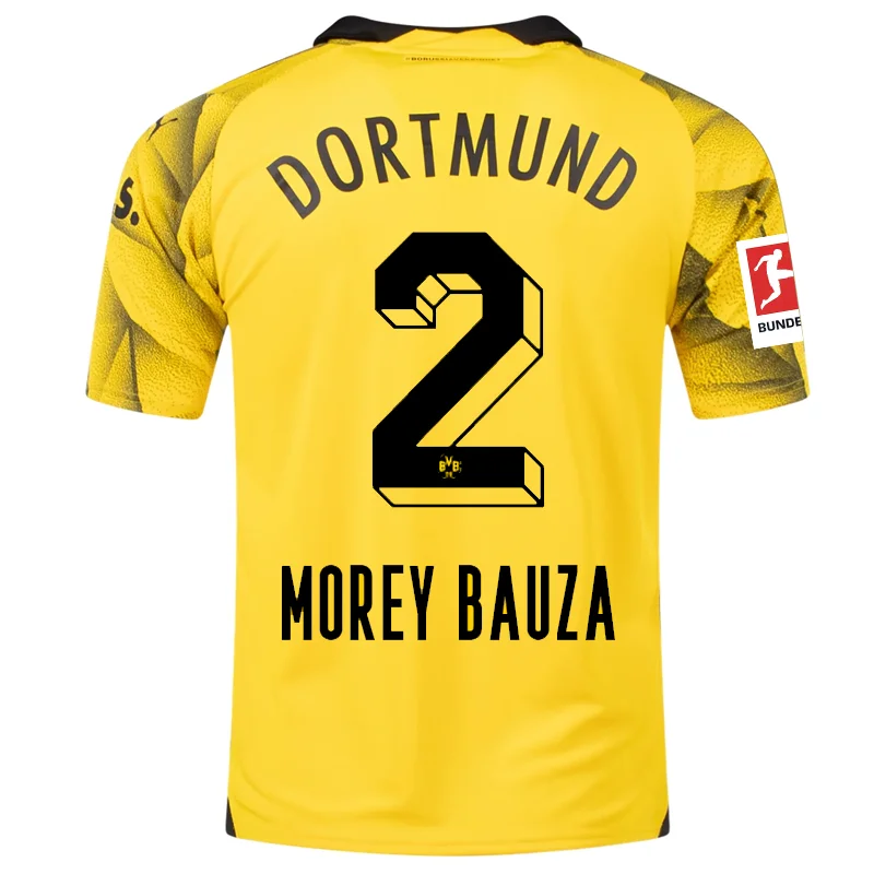 Puma Mens Borussia Dortmund Mateu Morey Third Jersey w/ Bundesliga Patch 23/24 (Cyber Yellow/Puma Black)