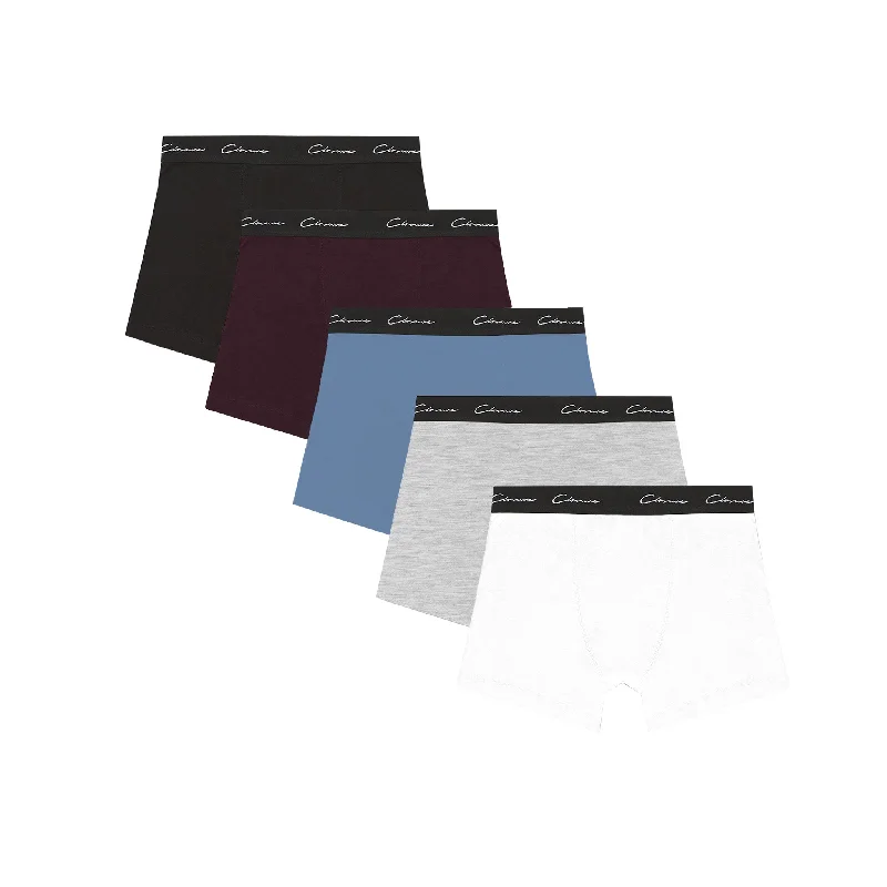 5-Pack Classic Signature Boxers | Burgundy/Black/Blue/Grey/White