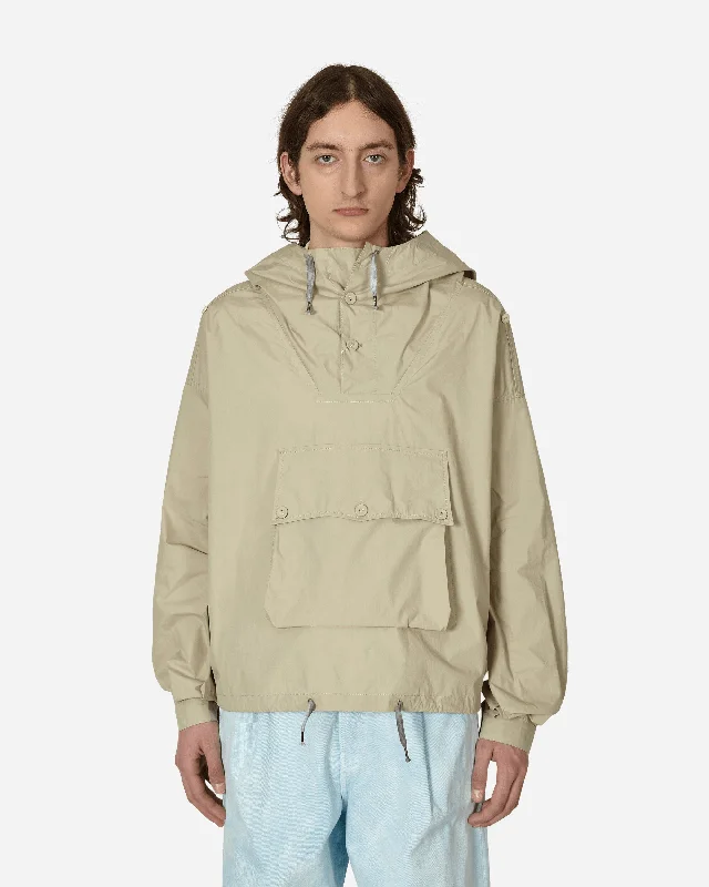 Coated Cotton Hooded Jacket Beige