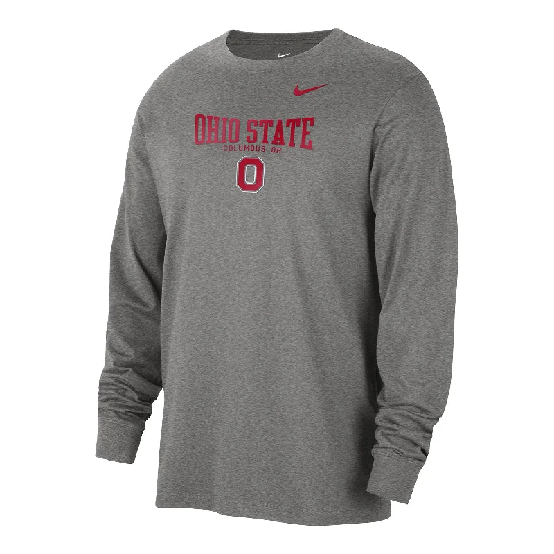 Ohio State Buckeyes Nike College Crewneck Gray Long Sleeve T-Shirt