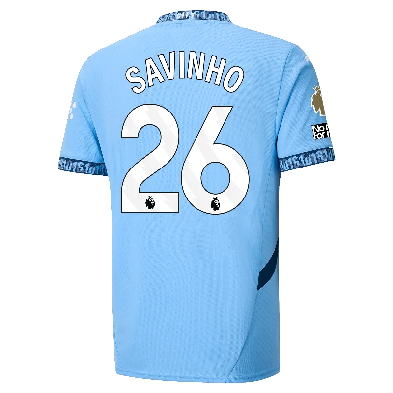 Puma Manchester City Savinho Authentic Home Jersey w/ EPL + No Room For Racism Patch 24/25 (Team Light Blue/Marine Blue)