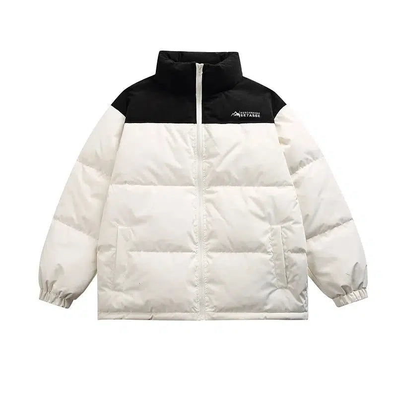 Color-blocked Stand-up Collar Down Jacket