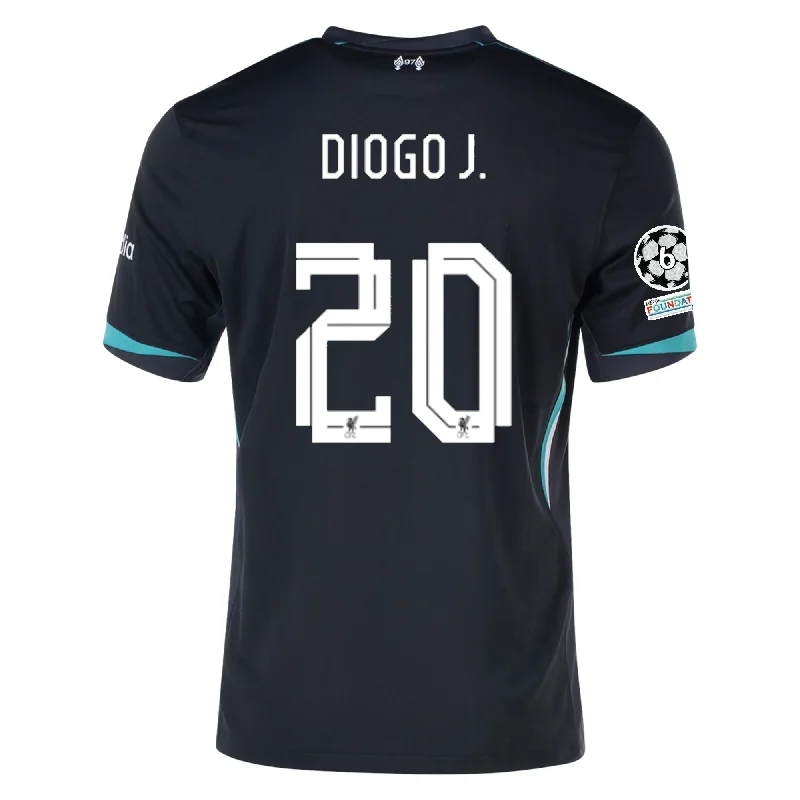 Nike Liverpool Diogo Jota Away Jersey w/ Champions League Patches 24/25 (Night Forest/Washed Teal)