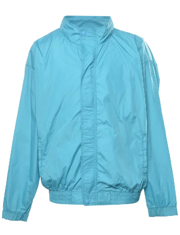 Turquoise Zip-Front Nylon Jacket - XL