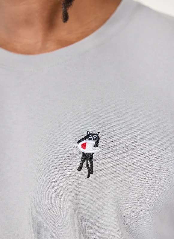 Hanging Cat T Shirt | Champion and Percival | Slate