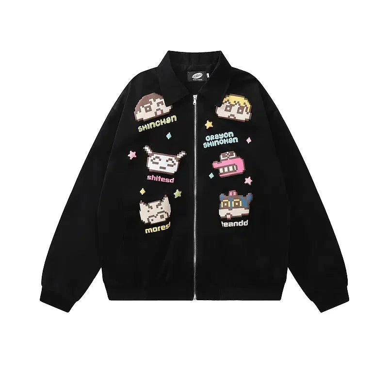 Fun Cartoon Printed Lapel Jacket