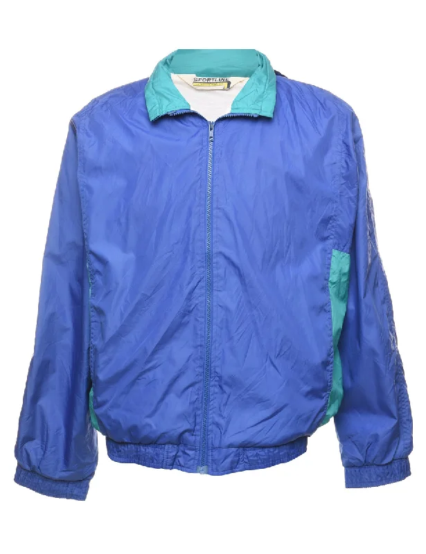 Blue & Turquoise Zip-Front Nylon Jacket - L