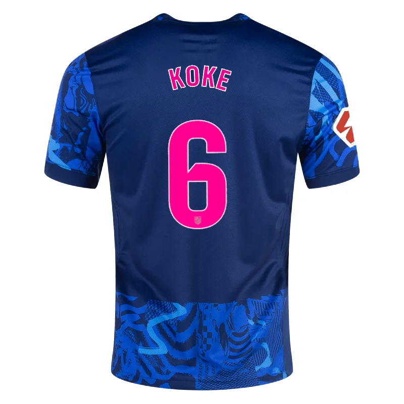 Nike Atletico Madrid Koke Third Jersey w/ La Liga Patch 24/25 (Blue Void/Pink Glow)