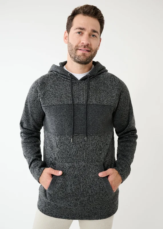 Mixed Fabric Fleece Hoodie | Charcoal Heather