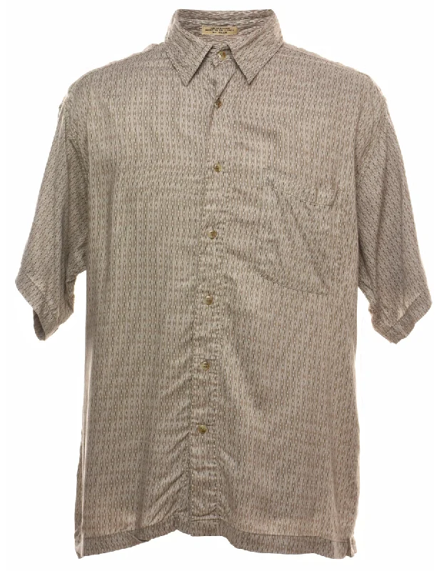 1990s Light Brown Patterned Shirt - L