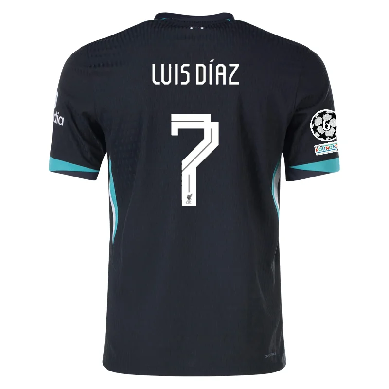 Nike Liverpool Authentic Luis Diaz Away Jersey w/ Champions League 24/25 (Night Forest/Washed Teal)