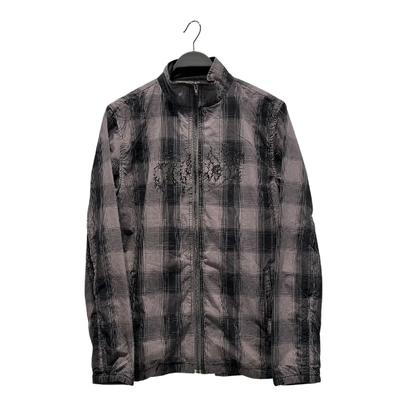 STUSSY/Jacket/M/Cotton/GRY/Plaid/Screen Print