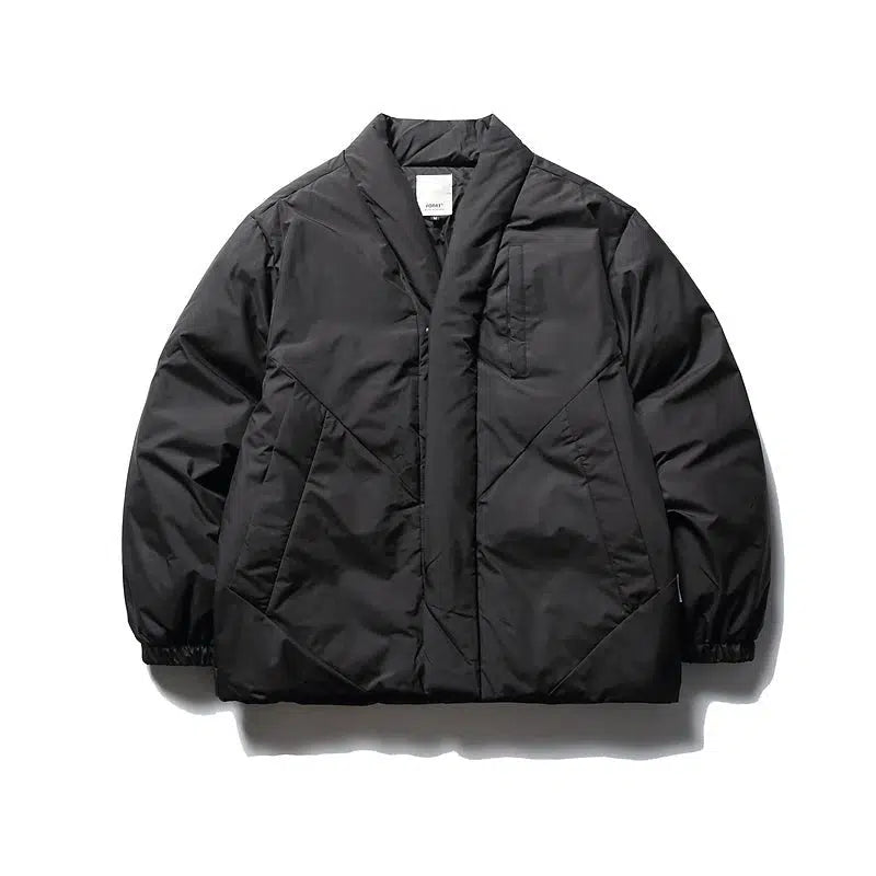 Black V-neck Padded Jacket