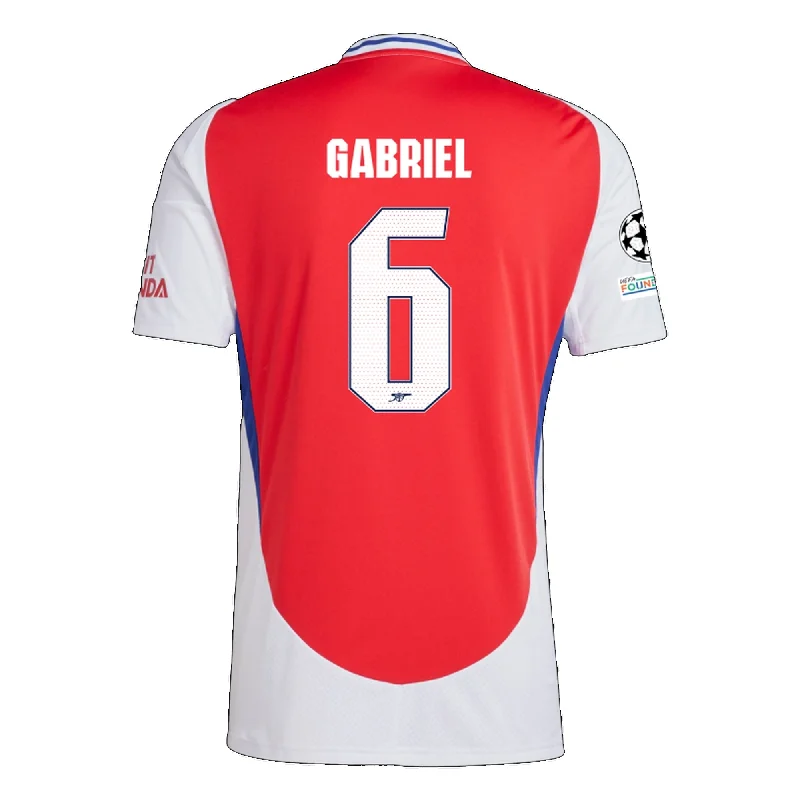 adidas Arsenal Gabriel Magalhães Home Jersey w/ Champions League Patches 24/25 (Better Scarlet/White)