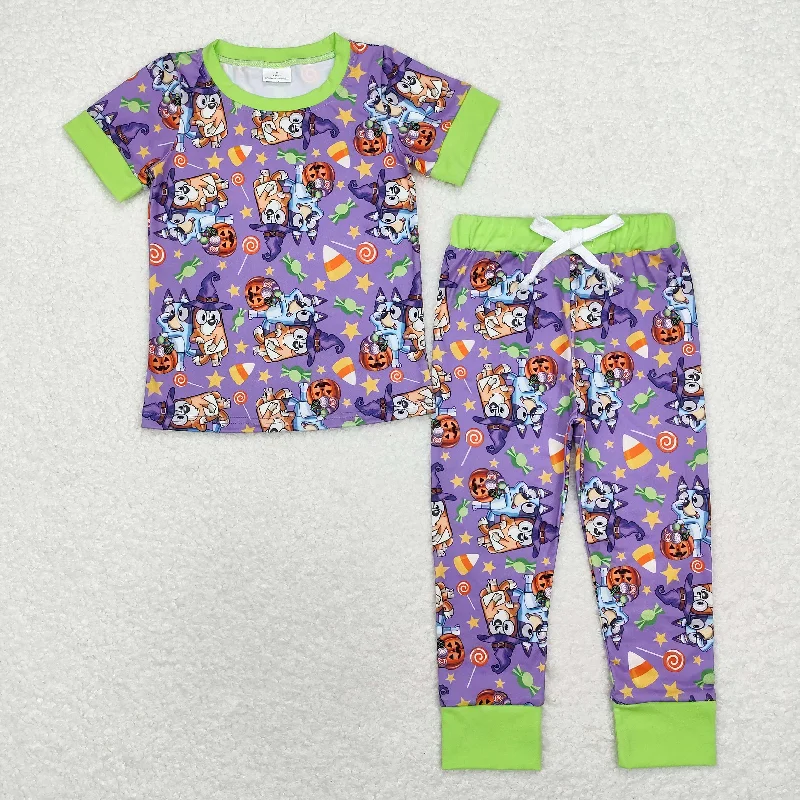 BSPO0409 bluey Halloween Candy Stars purple-green short-sleeved pants pajamas set