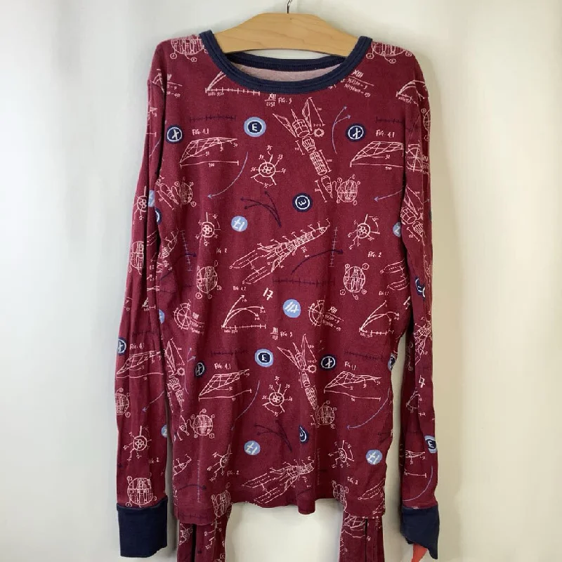 Size 16: Lands' End Red Space Shuttle Blue Prints Long Sleeve 2pc PJs