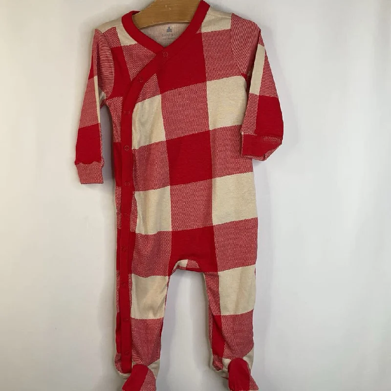 Size 6-9m: Gap Red/Creme Checkered Button-Up Footy PJs- NEW W/Tag