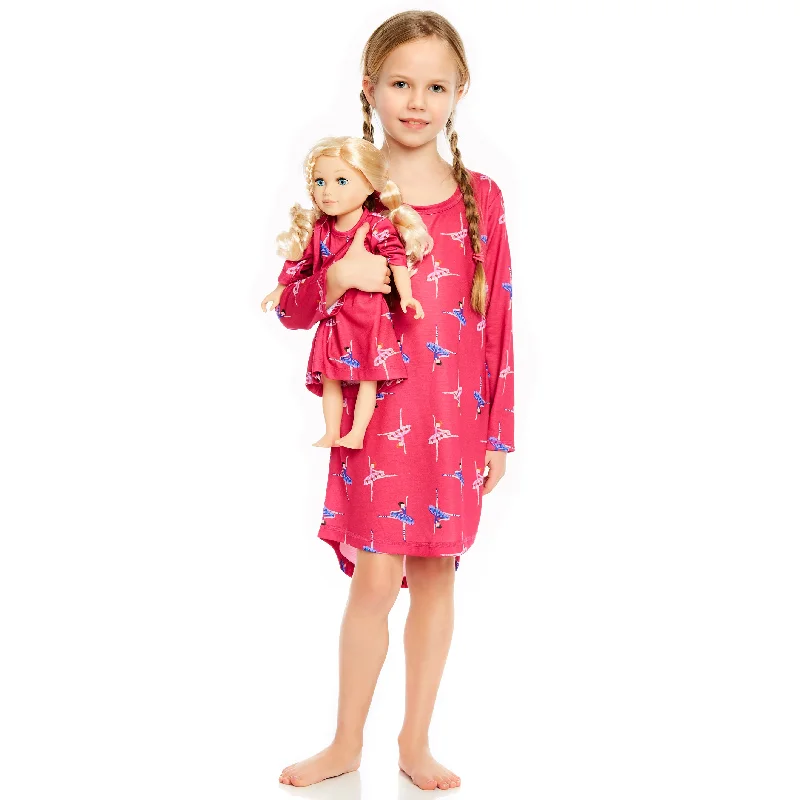 Girls and Matching Doll Nightgown Ballerina