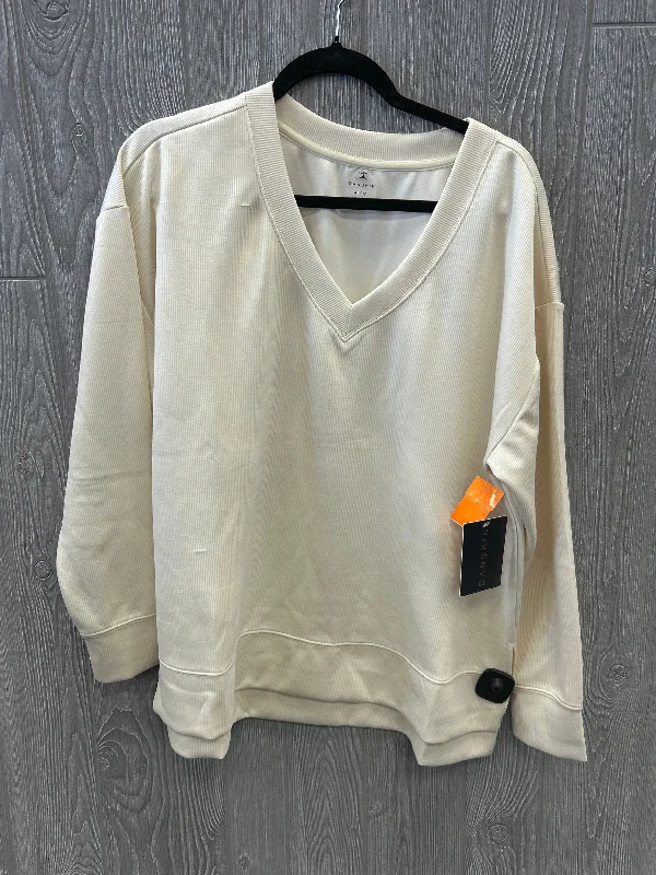 Athletic Sweatshirt Crewneck By Danskin In Cream, Size: Xl