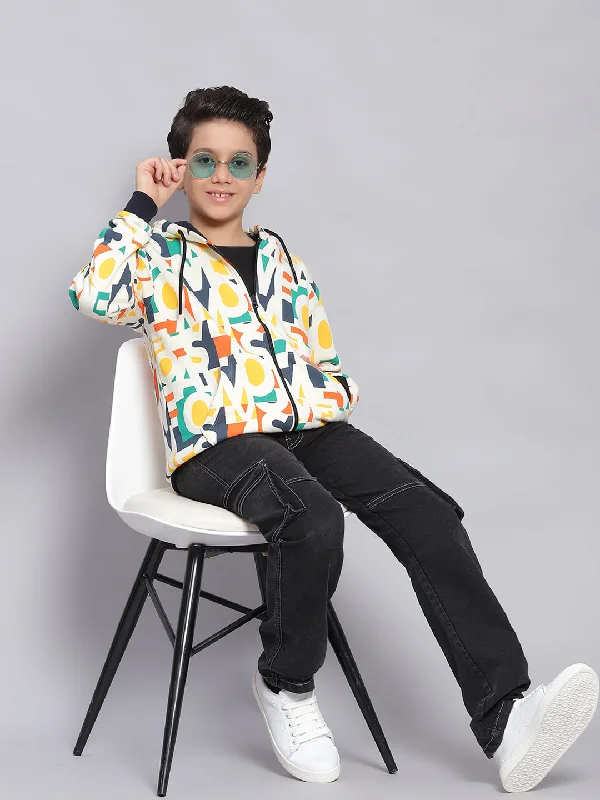 Boys Multicolor Printed Hooded Full Sleeve Sweatshirt