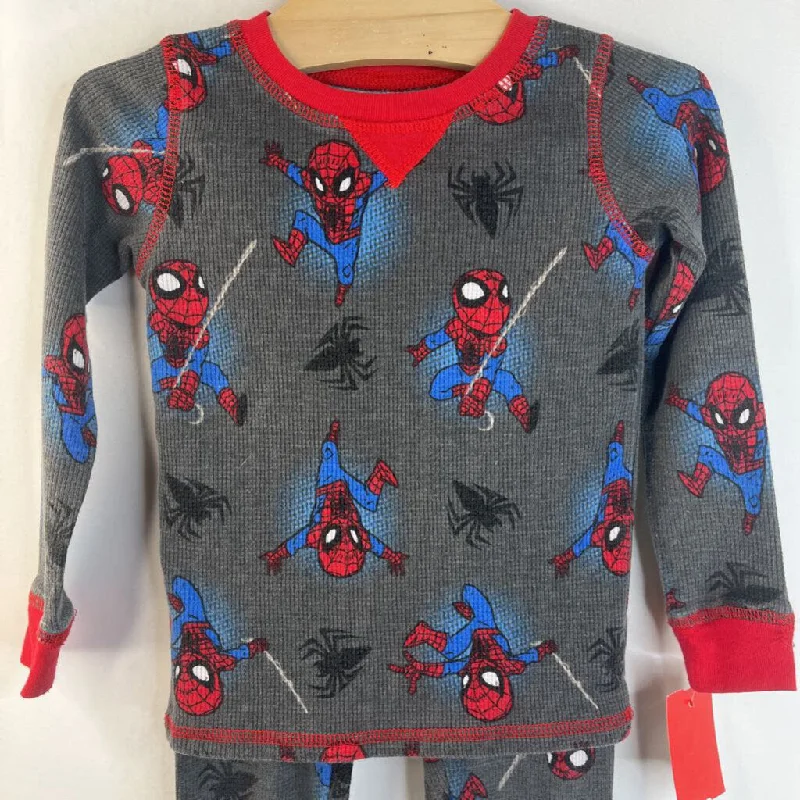 Size 2: CuddlDuds Grey/Red/Blue Spider-Man 2pc Thermal PJs