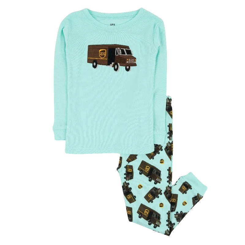 Kids Two Piece Cotton Pajamas UPS Aqua