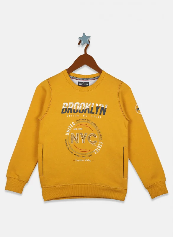 Boys Mustard Printed Sweatshirt