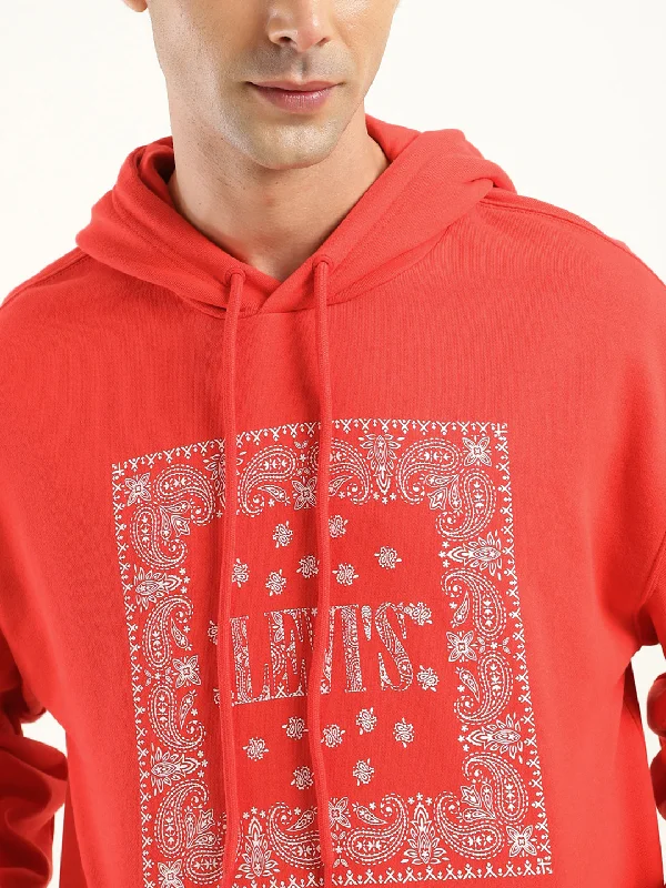 Men's Solid Red Hooded Sweatshirt