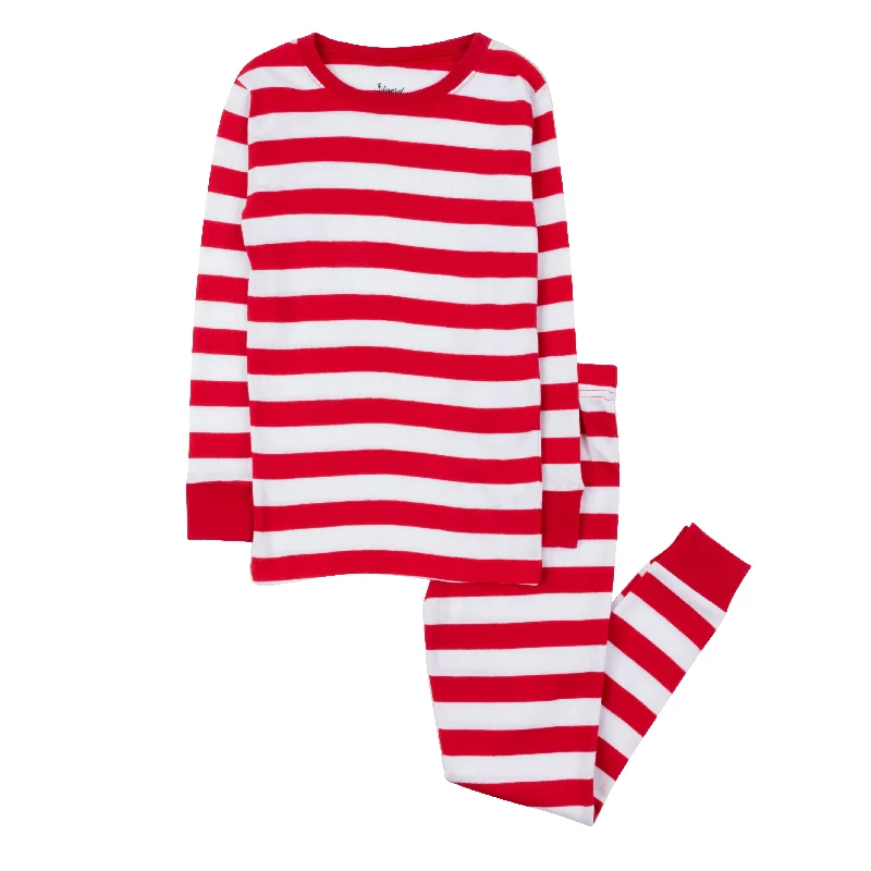 Christmas Kids Two Piece Cotton Pajamas Striped