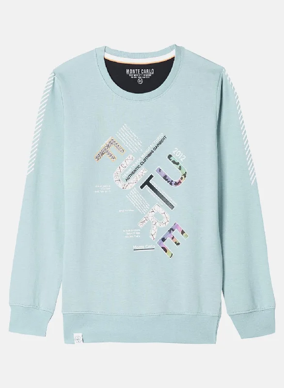 Boys Light Blue Printed Sweatshirt