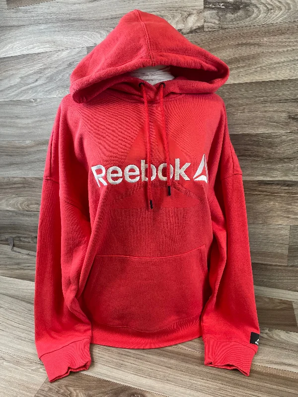 Sweatshirt Hoodie By Reebok In Red & White, Size: Xl