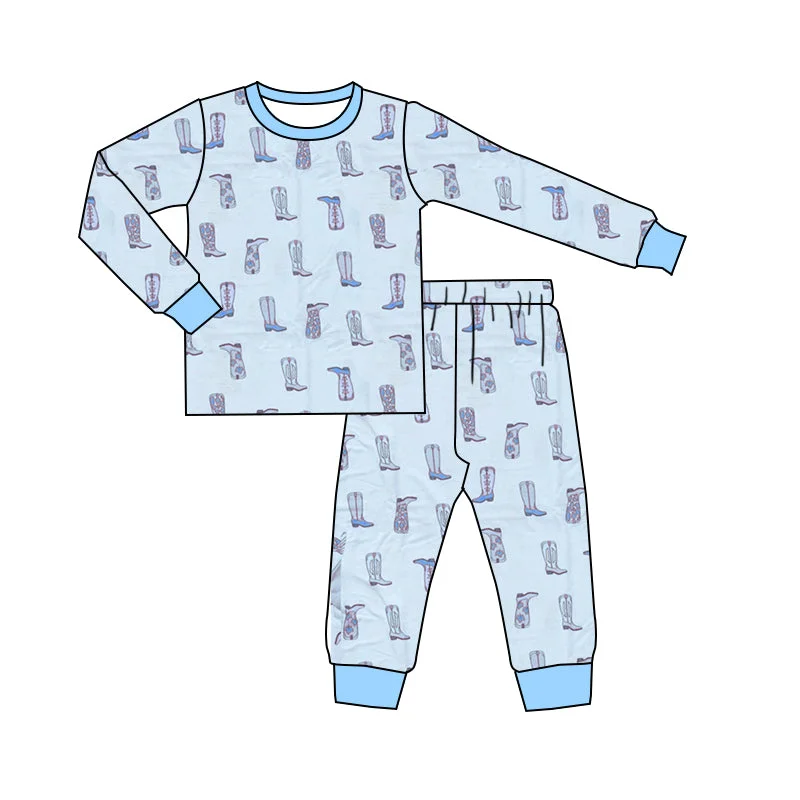 Preorder BLP0901 Boots Blue long sleeve pants pajamas set