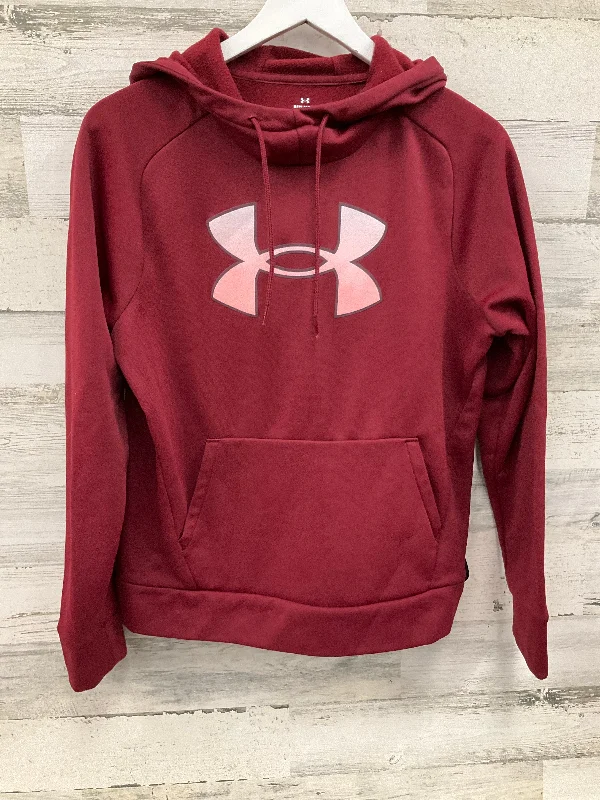 Sweatshirt Hoodie By Under Armour In Maroon, Size: M