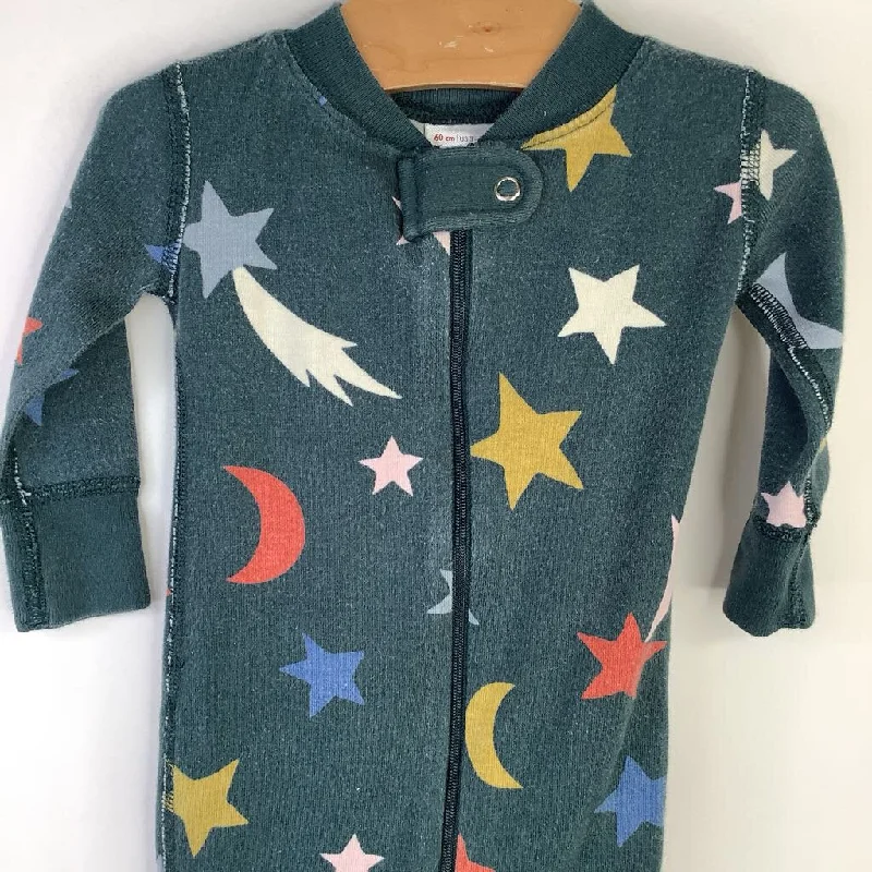 Size 3-6m (60): Hanna Anderson Green/Shooting Stars Long Sleeve 1pc PJS