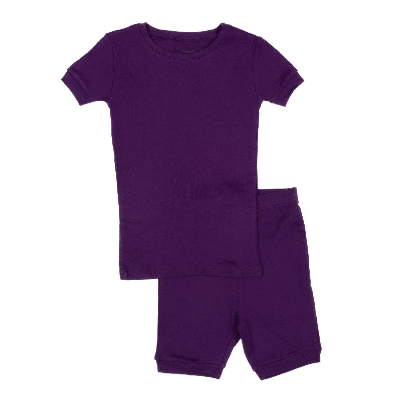 Kids Two Piece Cotton Short Pajamas Boho Solid Color