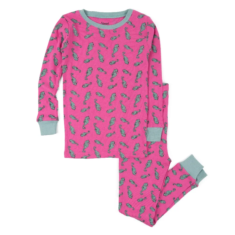 Kids Two Piece Cotton Pajamas Overall Sea Horse