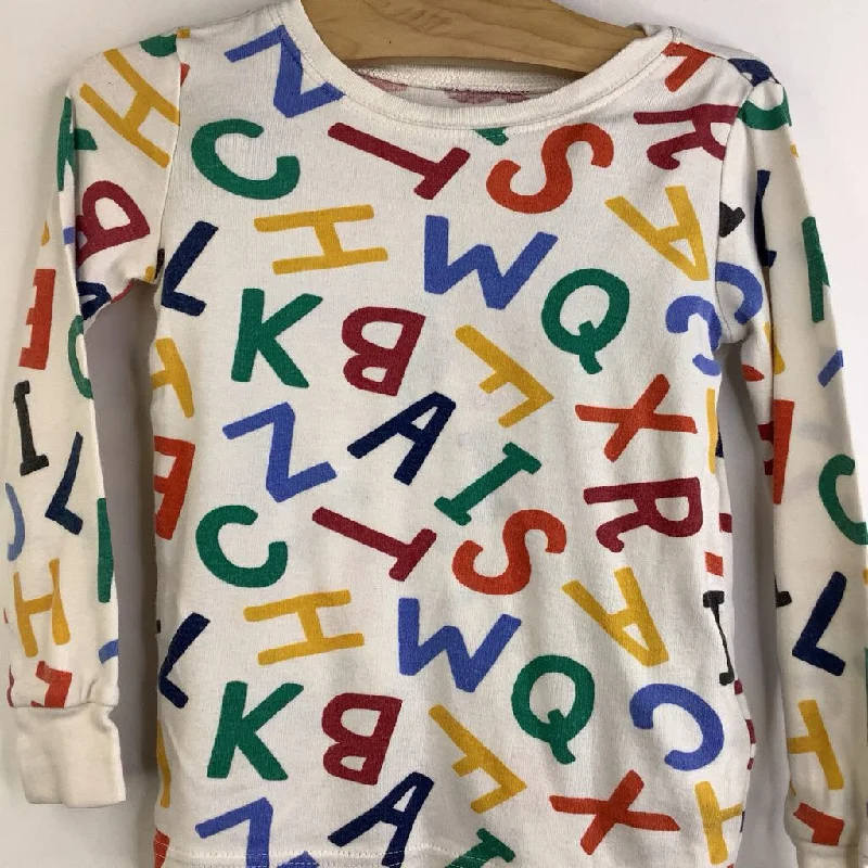 Size 5: Old Navy Creme Colorful Letters Long Sleeve 2pc PJs