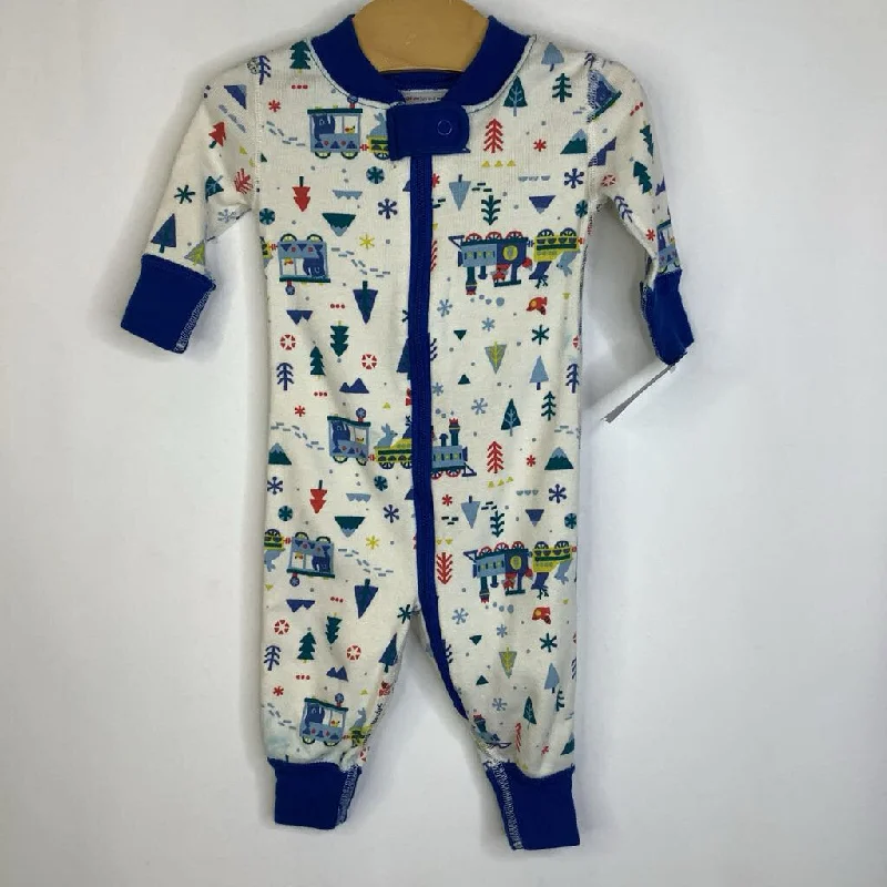 Size 0-3m (50): Hanna Andersson White/Blue Winter Print 1pc PJs