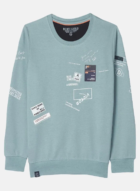 Boys Light Blue Printed Sweatshirt